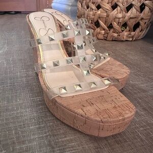 Jessica Simpson Clear Studded Platform Sandals